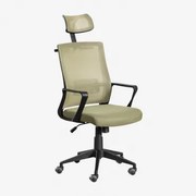 Krzesło Biurowe Na Kółkach Z Zagłówkiem Z Polipropylenu Teill Black Bamboo Green - Sklum