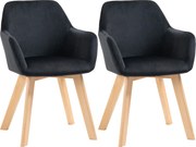 HOMCOM Krzesła Jadalniane Zestaw 2 Nowoczesny Design Aksamit Drewno Kauczukowe 54x57x80 cm Czarne | Aosom PL
