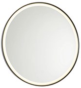 Lustro łazienkowe czarne 70 cm z LED, 3-stopniowe ściemnianie dotykowe, okrągłe - Miral Nowoczesny Oswietlenie wewnetrzne