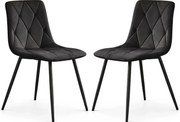 Zestaw 2 czarnych krzeseł tapicerowanych welurem L0-C41