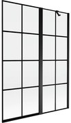 Mexen Mist parawan nawannowy 2-skrzydłowy prawy 130 x 150 cm, czarna kratka, czarny - 8A9-130-011-70-77-P