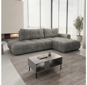 Narożnik rozkładany tapicerowany ALMADA z pojemnikiem, w układzie L, prawostronny, szary