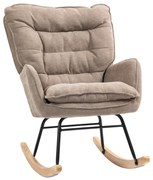 HOMCOM Fotel Bujany, Szerokie Siedzisko, Wysokie Oparcie, Rama z Drewna Bukowego, do 120 kg, Brązowy