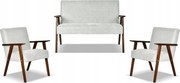 Zestaw mebli PRL retro SOLER sofa fotele Family Meble szary welur Angel