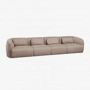 4-częściowa Modułowa Sofa Z Tkaniny Chenille Coquette Brązowa Szenila Pszeniczna - Sklum