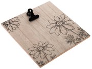 Drewniana tabliczka dekoracyjna z klipsem Meadow flowers, 16 x 16 cm
