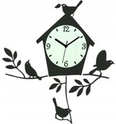 Zegar Ścienny z Ptakami na Gałezi Kwarcowy Akrylowy Kukułka Okrągły