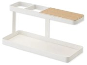 Biały stojak wielofunkcyjny z detalem z drewna bukowego YAMAZAKI Tower Desk Bar