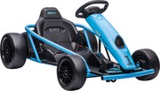HOMCOM Elektryczny Gokart dla Dzieci z Funkcją Driftu, Klakson, Muzyka, Pas Bezpieczeństwa, Miękki Start, Niebieski/Czarny