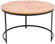 Okrągły loftowy stolik do salonu czarny + dąb Z3-Z47