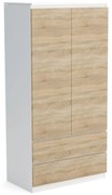 Szafa 90cm Garderoba z 2 szufladami i wieszakiem LUNA Biały/Dąb Sonoma