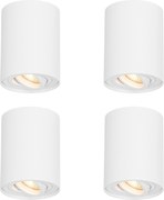 Zestaw 4 nowoczesnych reflektorów sufitowych białe obrotowe i przechylane - Rondoo Up