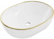 Mexen Viki umywalka nablatowa 48 x 35 cm, biała/złota rant - 21054805