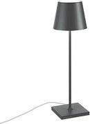 Lampa stołowa Poldina, ciemnoszara, 230 V, z wtyczką LED z funkcją ściemniania, 11 x 38 cm – nowoczesny design z aluminium