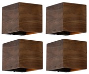 Zestaw 4 inteligentnych lamp ściennych z drewna orzechowego z WiFi G9 - Transfer Rustykalny / Vintage Oswietlenie wewnetrzne