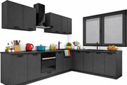 Zestaw mebli kuchennych narożnych grafit 260 cm P8-D97