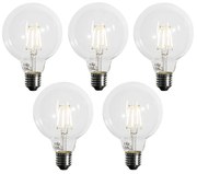 Zestaw 5 Żarówka LED E27 z 3-stopniowym ściemnianiem G95 4W 450lm 3000K