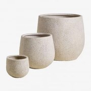 Zestaw 3 Doniczek Zewnętrznych Ø20 Cm / Ø35 Cm / Ø50 Cm Z Polipietry Ugor Marrón Arena Claro - Sklum