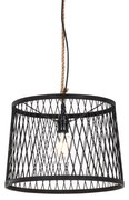 Rustykalna lampa wisząca zewnętrzna czarna rattan 40 cm - Calamus