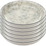 Zestaw 6 głębokich talerzy Delikatne kwiaty 20 cm, szary