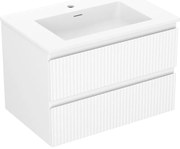 Mexen Rivel szafka łazienkowa 70 cm z umywalką Otis, 2 szuflady, ryflowana , biała mat - 91A20-07047-2-BFF01-W18M01