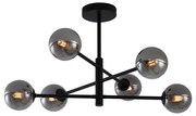 Nowoczesna lampa sufitowa czarna z przydymionym szkłem 6-punktowa - Ryan Nowoczesny Oswietlenie wewnetrzne