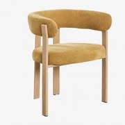 Krzesło Jadalniane Z Podłokietnikami, Tapicerowane I Żelazne Jolie Naturalna & Musztardowa Szenila - Sklum