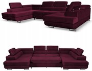 Narożnik kształt U rozkładany f. spania Bosso Family meble bordowy welur