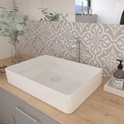 Umywalka ceramiczna nablatowa prostokątna biała bez otworu na baterię 62 x 41 cm ATIMO z rantem typu Slim