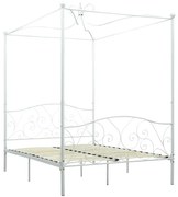 Białe małżeńskie łóżko z baldachimem 120x200 cm P1-H53