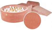Piankowy Zestaw Do Zabawy Z Suchym Basenem 90x30cm/200 Piłek 7cm, Plac Zabaw Dla Dziecka, 4 Elementy, Welurowy Sztruks, Morelowy, Piłki, Piłki: Białe, Beżowe - Meowbaby®
