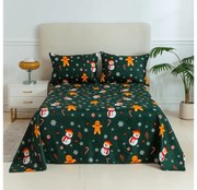 PrzytulneMieszkanie.pl Prześcieradło i poszewka na poduszkę SNOWMAN AND GINGERBREAD Rozmiar: 50 x 70 cm | 140 x 240 cm