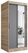 Szafa przesuwna MODUO COMFORT 90 dąb sonoma/antracyt z lustrem po prawej MKPOL