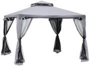 Elegancki Pawilon Outsunny z Ochroną UV i Moskitierą Jasnoszary 2,94 x 2,94m