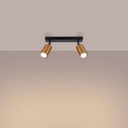 Plafony nowoczesny Glois, stal - 2 źródło światła 3000K - L.30 x H.18.5 cm - czarny/miedź