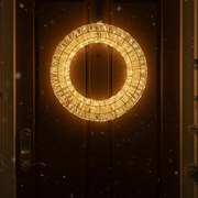 Świąteczna lampa wisząca wieniec srebrny 45 cm z LED IP44 - Nawa