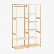 Deneb Bamboo 2-częściowa Otwarta Szafa Modułowa Z Półkami, Wieszakiem I Wieszakiem Na Ubrania Miel - Sklum