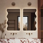 Lustro dekoracyjne oszlifowane z podświetleniem WAVE LED | Różne rozmiary | Różne kolory : Kolor tafli szkła - Grafit, Rozmiar - 50 x 100 cm