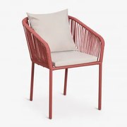 Zestaw 2 Krzeseł Ogrodowych Z Podłokietnikami Z Plecionej Liny Arhiza Classic Terracota - Sklum