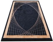 Czarny dywan ze złotymi geometrycznymi wzorami W2-K78