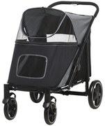 Outsunny Wózek dla Psa Składany 1 Koszyk Akcesoria Szary do 20kg | Aosom PL