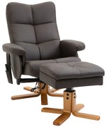 HOMCOM Fotel masujący z podnóżkiem nachylenie 145 stopni komfortowy relaks sztuczna skóra stylowy brązowy 80x86x99cm | Aosom PL