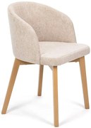 Kremowe drewniane krzesło tapicerowane welurem dąb artisan M7-L77