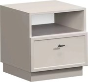 Szafka nocna Lorini z szufladą 45 cm - kaszmir / czarny uchwyt T-bar