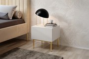 Zestaw 2 szt. szafka nocna stolik z szufladą i metalowymi nogach Nicole - biały mat / złote nóżki