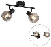 Lampa sufitowa Art Deco czarna z przydymionym szkłem 2-źródła światła - Vidro