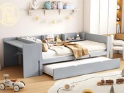 Łóżko pojedyncze 90x200 cm z łóżkiem wysuwanym - z biurkiem obok - Szare