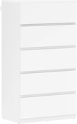 HOMCOM Komoda Sideboard z 5 szufladami, 55 cm szer x 34 cm gł x 100 cm wys, Biała
