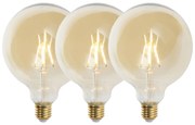 Zestaw 3 żarówek LED E27 z możliwością ściemniania G125 złote 5W 450lm 2200K