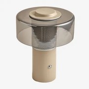 Bezprzewodowa Lampa Stołowa Led Do Użytku Na Zewnątrz Elfriede Ze Szkła I Stali Kremowa Tapioca - Sklum